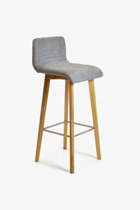 Barhocker Eiche hellgrau Stoff ergonomisch 80 cm Sitzhöhe